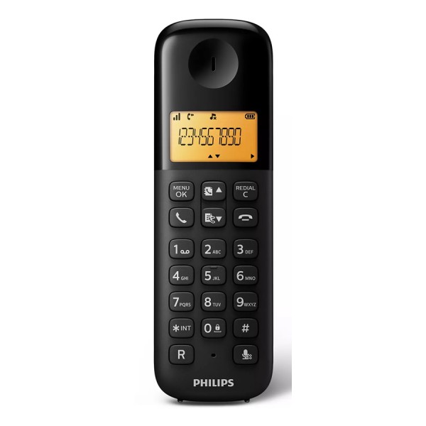 PHILIPS ασύρματο τηλέφωνο D1601B/34, με ελληνικό μενού, μαύρο - Ασύρματες Συσκευές