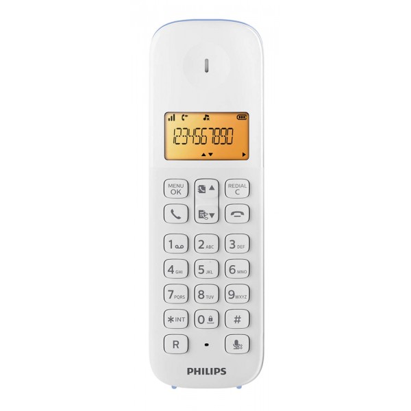PHILIPS ασύρματο τηλέφωνο D1601S-34, με ελληνικό μενού, λευκό-μπλε - Σύγκριση Προϊόντων