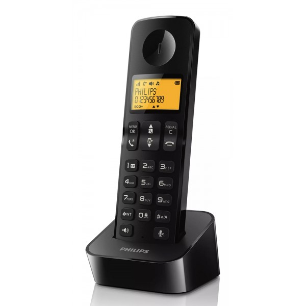 PHILIPS ασύρματο τηλέφωνο D2601B-34, με ελληνικό μενού, μαύρο - Ασύρματες Συσκευές