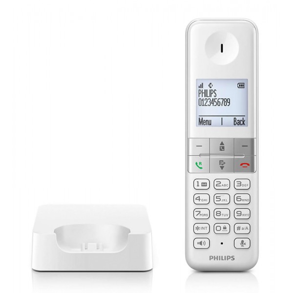 PHILIPS ασύρματο τηλέφωνο D4701W/34, με ελληνικό μενού, λευκό - Ασύρματες Συσκευές