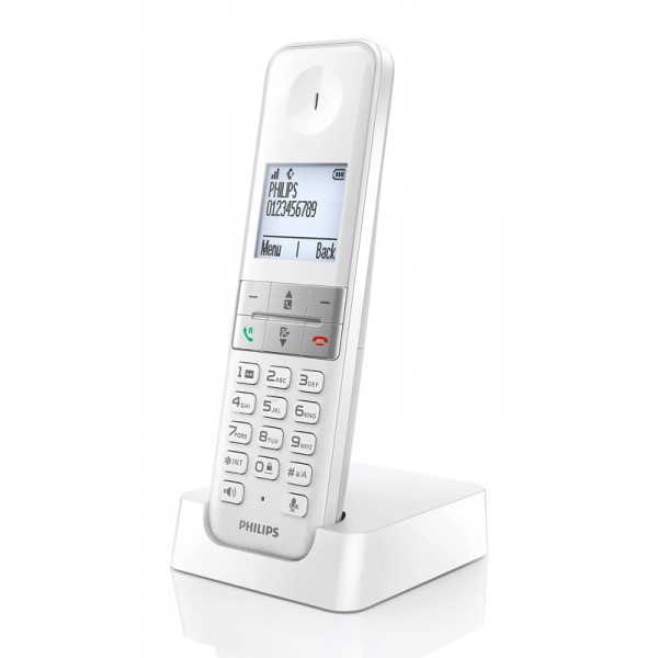 PHILIPS ασύρματο τηλέφωνο D4701W/34, με ελληνικό μενού, λευκό - Ασύρματες Συσκευές