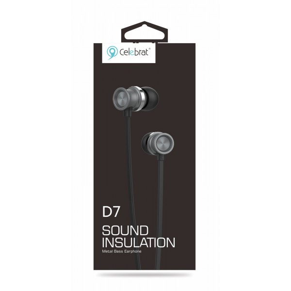 CELEBRAT Earphones με μικρόφωνο D7, 10mm, 3.5mm, 1.2m, μαύρα - Ακουστικά - Bluetooth