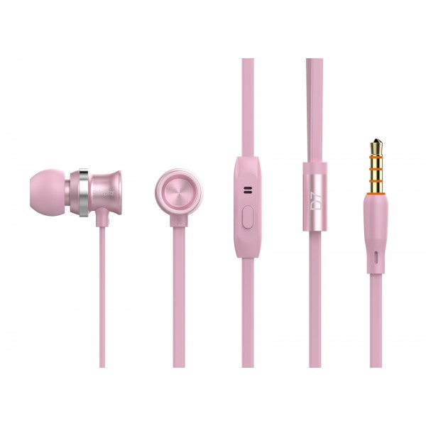 CELEBRAT Earphones με μικρόφωνο D7, 10mm, 3.5mm, 1.2m, ροζ χρυσό - Ακουστικά - Bluetooth