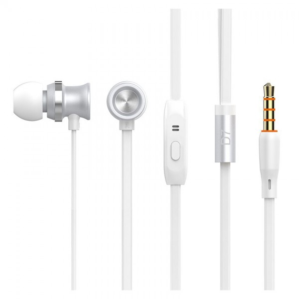 CELEBRAT Earphones με μικρόφωνο D7, 10mm, 3.5mm, 1.2m, λευκό - Ακουστικά - Bluetooth