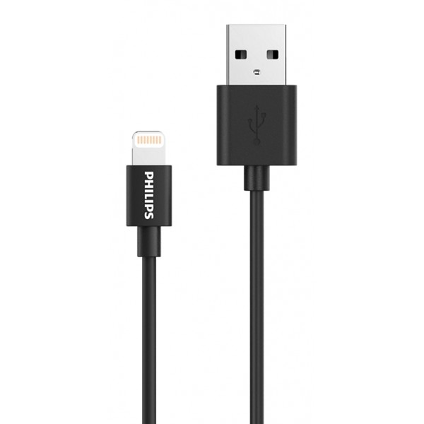 PHILIPS καλώδιο USB σε Lightning  DLC3104V-00, 2.4Α 12W, 1.2m, μαύρο - USB