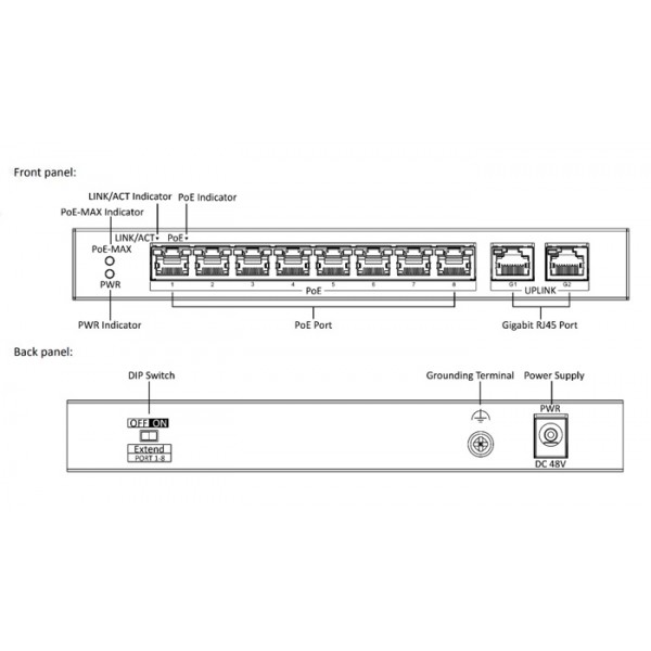 HIKVISION Unmanaged Switch DS-3E0310P-E/M, 8x PoE ports, 60W, 100Mbps - Switches