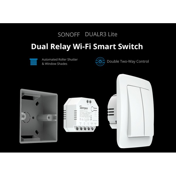 SONOFF smart διακόπτης DUALR3 Lite, 2-Gang, Wi-Fi, 15A, λευκός - Ηλεκτρολογικός εξοπλισμός