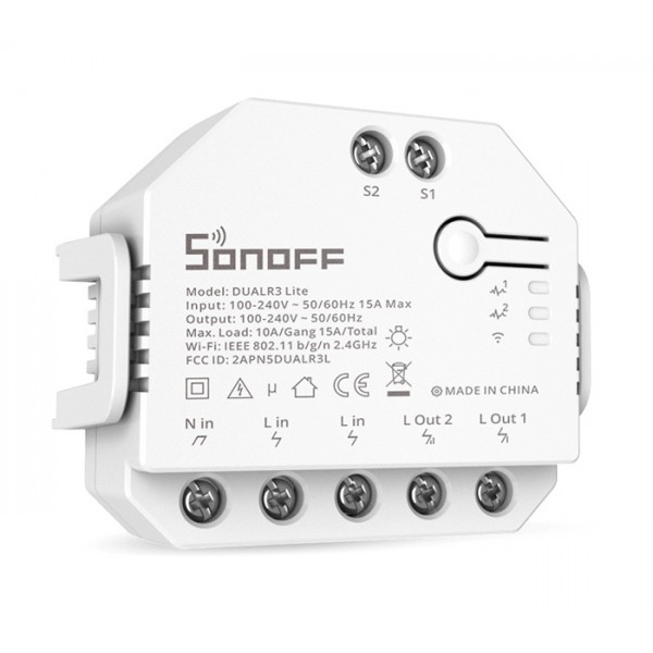 SONOFF smart διακόπτης DUALR3 Lite, 2-Gang, Wi-Fi, 15A, λευκός - Ηλεκτρολογικός εξοπλισμός