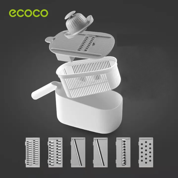 ECOCO πολυκόφτης λαχανικών E1909, 6 εξαρτήματα κοπής, λευκός-γκρι - ECOCO