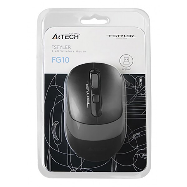 A4TECH ασύρματο ποντίκι FG10 Fstyler series, 2000DPI, 4 πλήκτρα, μαύρο