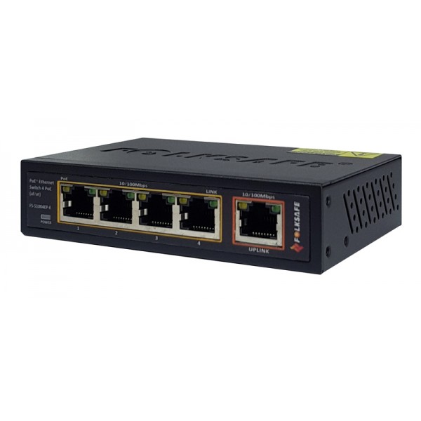 FOLKSAFE PoE Ethernet Switch FS-S1004EP-E, 4 Ports 10/100Mbps - FOLKSAFE