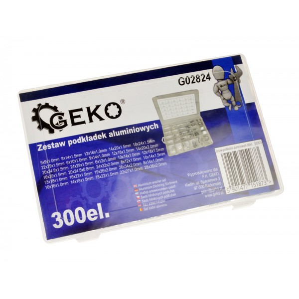 GEKO σετ αλουμινένιες ροδέλες G02824, διάφορα μεγέθη, 300τμχ - GEKO