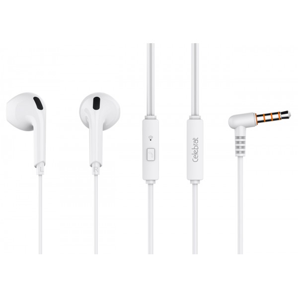 CELEBRAT earphones με μικρόφωνο G20, 3.5mm, 1.2m, λευκά - Ακουστικά - Bluetooth