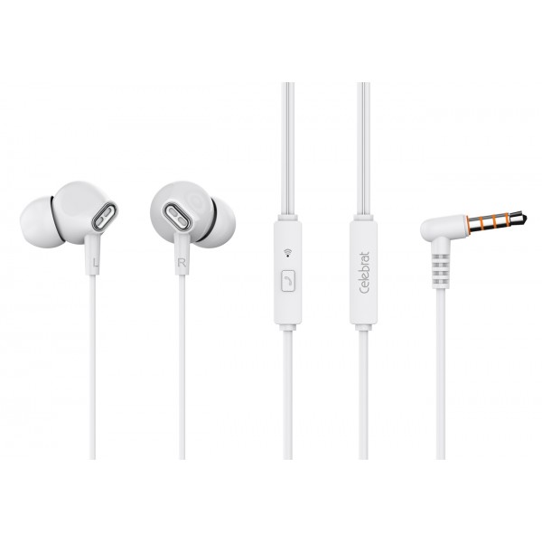 CELEBRAT earphones με μικρόφωνο G21, 3.5mm, 1.2m, λευκά - Ακουστικά - Bluetooth