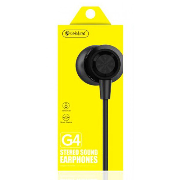 CELEBRAT Earphones G4 με μικρόφωνο, 10mm, 1.2m, μαύρο - CELEBRAT