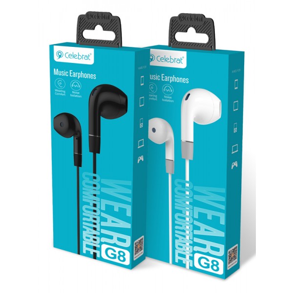 CELEBRAT earphones με μικρόφωνο G8, 3.5mm, 1.2m, μαύρα - Ακουστικά - Bluetooth