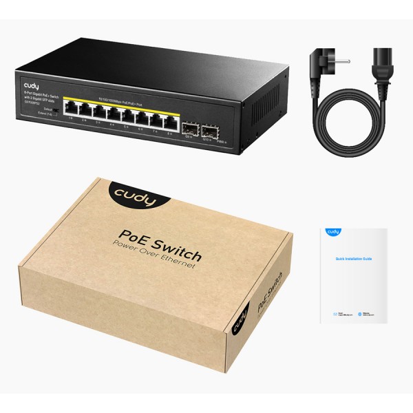 CUDY PoE+ switch GS1008PS2, 8-port PoE+, 2x SFP, 120W, V1.0