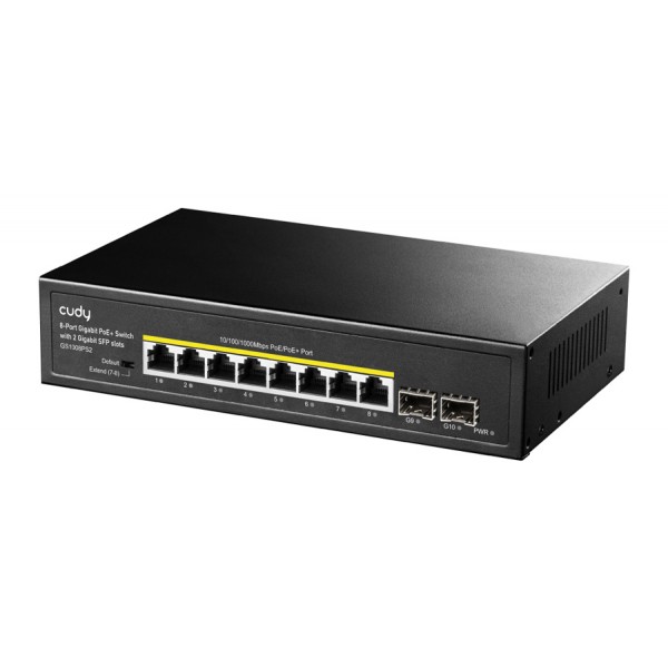 CUDY PoE+ switch GS1008PS2, 8-port PoE+, 2x SFP, 120W, V1.0 - Switches