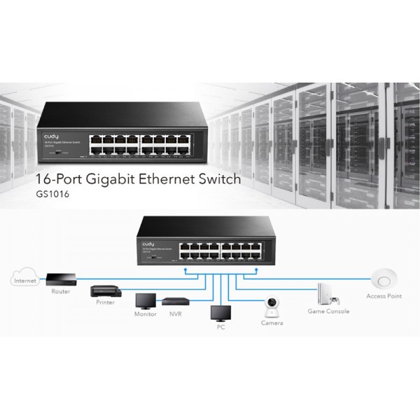 CUDY Ethernet switch GS1016, 16-port Gigabit, 10/100/1000Mbps - Σύγκριση Προϊόντων