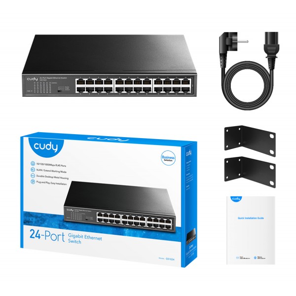 CUDY Ethernet switch GS1024, 24-port Gigabit, VLAN, V2.0 - Switches