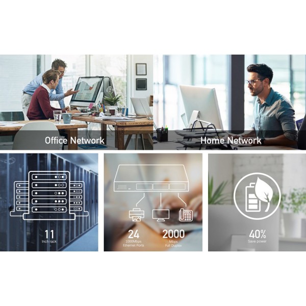CUDY Ethernet switch GS1024, 24-port Gigabit, VLAN, V2.0