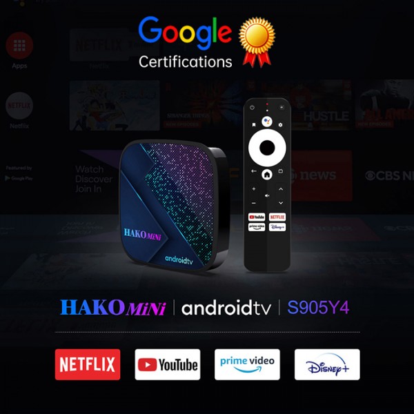 HAKO TV Box Mini, Google/Netflix certificate, 4/32GB 4K WiFi, Android 11 - HAKO