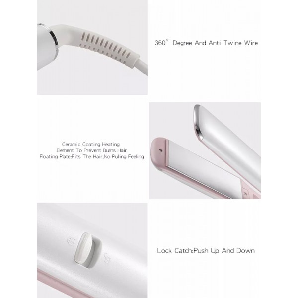 HTC ισιωτική μαλλιών JK-7053, 120-200°, 50W, λευκή-ροζ - HTC