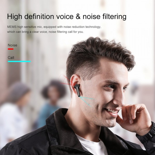JOYROOM earphones με θήκη φόρτισης JR-TP1, True Wireless, μαύρα