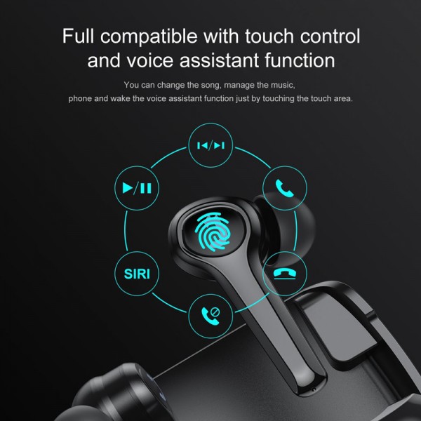 JOYROOM earphones με θήκη φόρτισης JR-TP1, True Wireless, μαύρα
