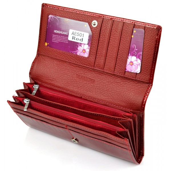 HENGHUANG γυναικείο πορτοφόλι LBAG-0008, δερμάτινο, κόκκινο - HENGHUANG