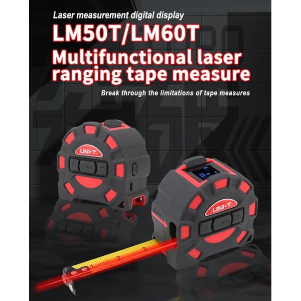 UNI-T ψηφιακό μέτρο laser LM60T, έως 60m, m/ft/in, με μετροταινία 5m - UNI-T