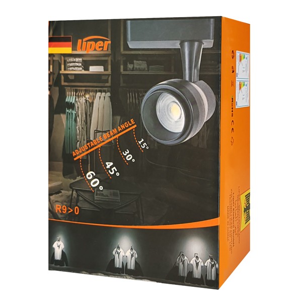 LIPER LED track light LPTRL-15E01, IP20, 15W 4000K, μεταλλικό, μαύρο