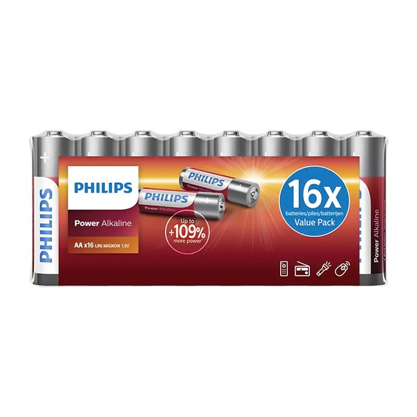 PHILIPS Power αλκαλικές μπαταρίες LR6P16F/10, AA LR6 1.5V, 16τμχ - Philips