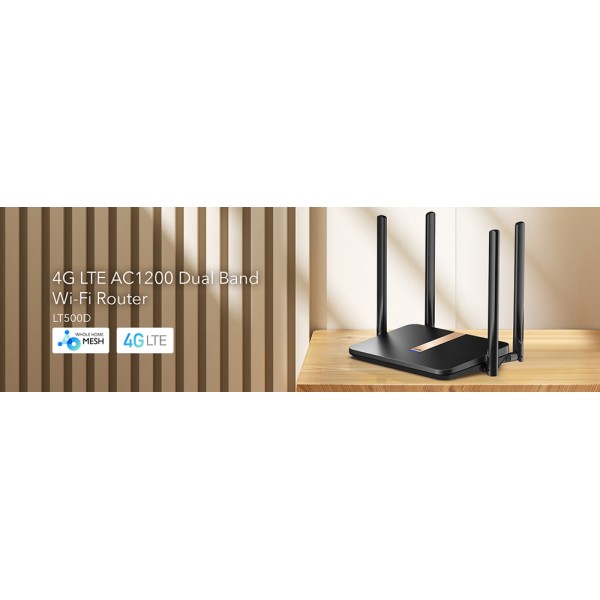 CUDY router LT500D, 4G LTE, AC1200 Dual Band, 4x Ethernet ports, V2.0