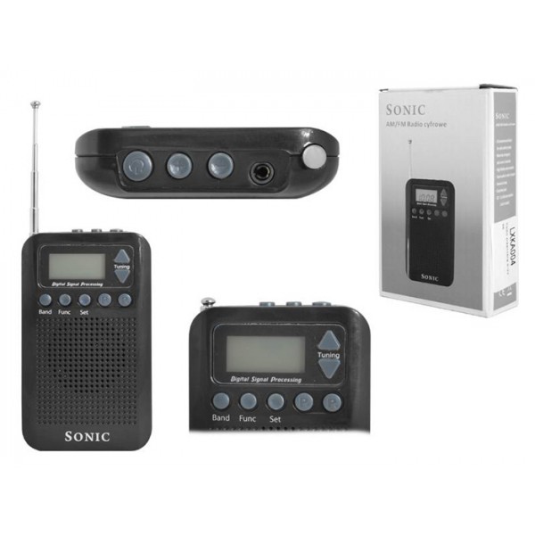 SONIC φορητό ραδιόφωνο R-9388, πτυσσόμενη κεραία, μαύρο - SONIC