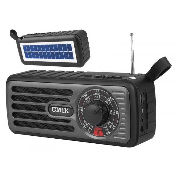 CMIK φορητό ραδιόφωνο & ηχείο MK-101, ηλιακό, BT/USB/TF/AUX, μαύρο - Σύγκριση Προϊόντων