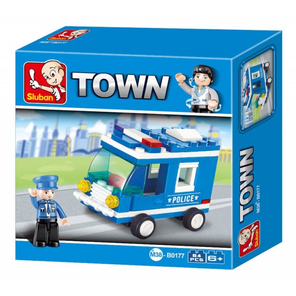 SLUBAN Τουβλάκια Town, Police Van M38-B0177, 64τμχ