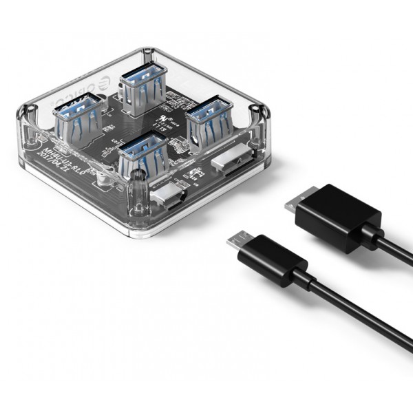 ORICO USB hub MH4U-U3, 4x USB, 5Gbps, διάφανο - ORICO