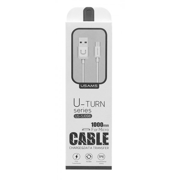 USAMS καλώδιο Micro USB σε USB US-SJ098, 2.1A, 1m, λευκό - USB