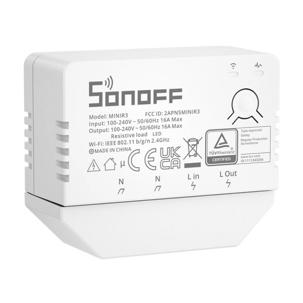 SONOFF smart διακόπτης MINIR3, 1-Gang, Wi-Fi, 16A, λευκός - Ηλεκτρολογικός εξοπλισμός