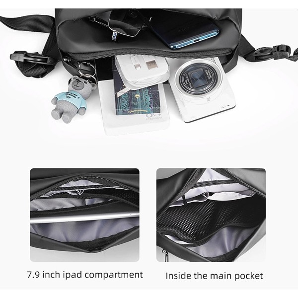 MARK RYDEN τσάντα ώμου MR8616, με θήκη tablet 7.9", 4L, αδιάβροχη, μαύρη - MARK RYDEN