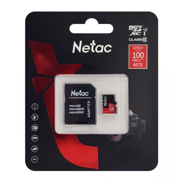 NETAC κάρτα μνήμης MicroSDXC P500 Extreme Pro, 128GB, 100MB/s, Class 10