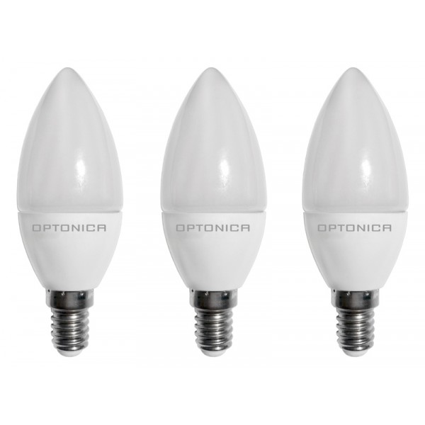 OPTONICA LED λάμπα Candle C37 1419, 6W, 6000K, E14, 480lm, 3τμχ