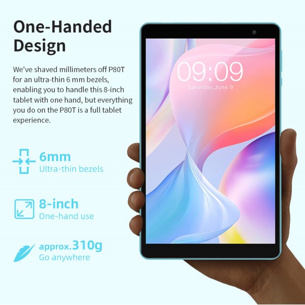 TECLAST tablet P80T, 8" HD, 4GB, 64GB, Android 12, μπλε