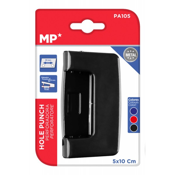 MP διακορευτής PA105-BK, 5 x 10cm, 2 τρύπες, μαύρος - Αναλώσιμα - Είδη Γραφείου