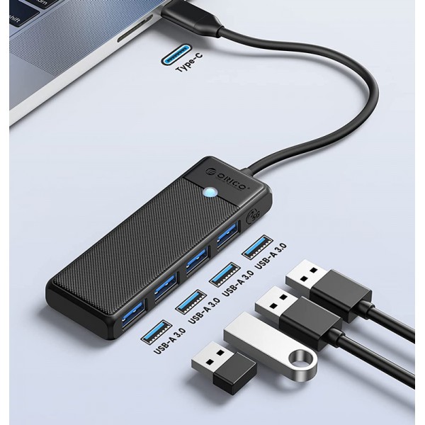 ORICO USB-C hub PAPW4A-C3 με 4x USB θύρες, 5Gbps, μαύρο - ORICO