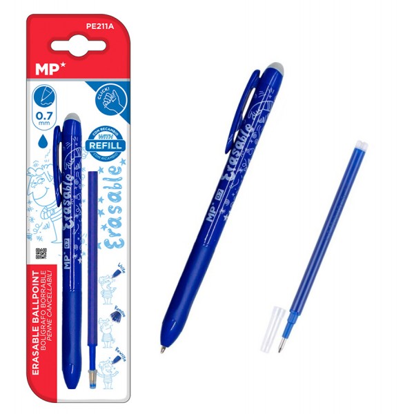 MP στυλό διαρκείας Ballpoint PE211A με ανταλλακτικό μελάνι, 0.7mm, μπλε