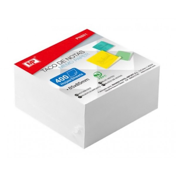 MP χαρτάκια σημειώσεων PN801, 85 x 85mm, 400τμχ, λευκά - Γραφική Ύλη