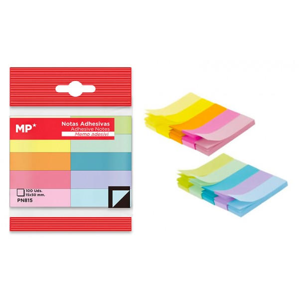 MP αυτοκόλλητοι σελιδοδείκτες PN815, 15x50mm, 1000τμχ, χρωματιστοί - Γραφική Ύλη