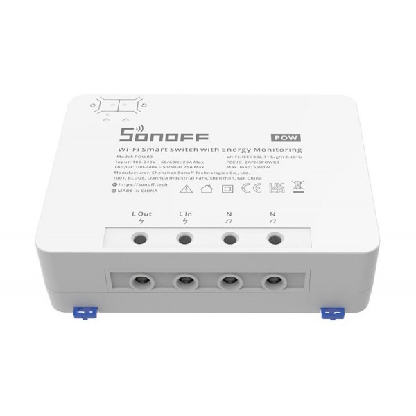 SONOFF smart διακόπτης παρακολούθησης ισχύος POWR3, WiFi, 25A, λευκός - Ηλεκτρολογικός εξοπλισμός